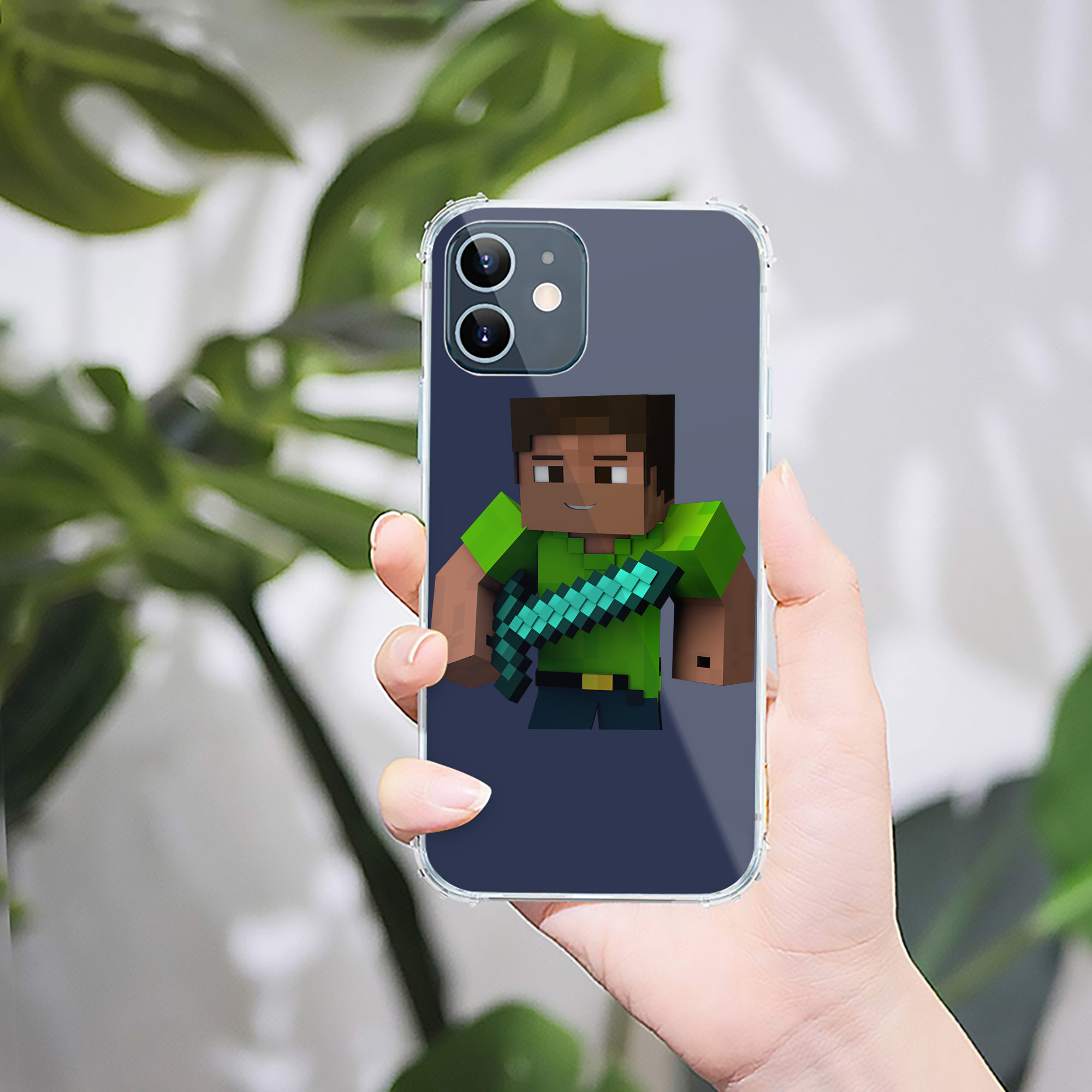 （画像用） マインクラフト ブロックの世界 Minecraft MC Block world 【iPhone 12シリーズ対応】透明スマホケース（クリアソフトケース）